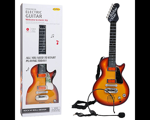 Дитяча електрогітара + навушники з мікрофоном Enjoy ZMU.HK-9080B.CR, помаранчева