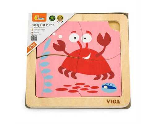 Дерев'яний мініпазл Viga Toys Крабик, 4 ел. (50146)