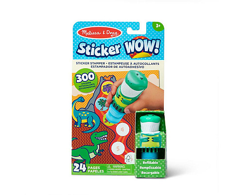 Дитячий блокнот та штамп Spin Master З наліпками Динозавр Melissa and Doug. Sticker WOW
