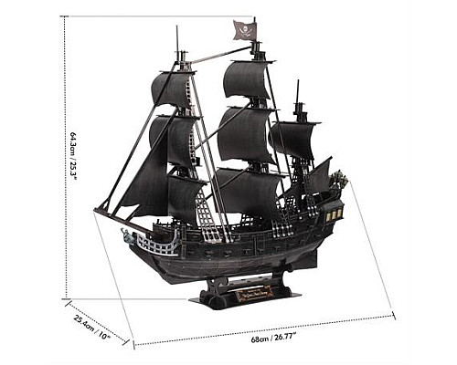 3D пазл CubicFun Корабель Чорної Бороди, Помста Королеви Анни, великий (T4018h)