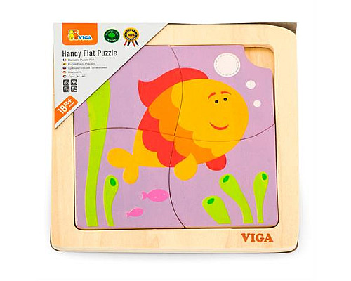 Дерев'яний мініпазл Viga Toys Рибка, 4 ел. (50144)