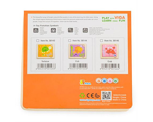 Дерев'яний мініпазл Viga Toys Рибка, 4 ел. (50144)
