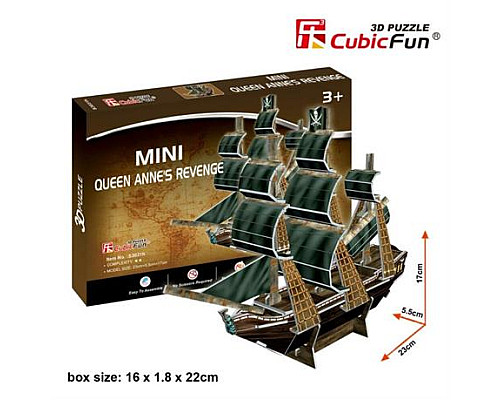 3D пазл CubicFun Міні Корабель Помста королеви Анни (S3031h)