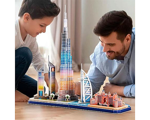 3D пазл CubicFun City Line з LED-підсвіткою Дубай (L523h)