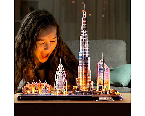 3D пазл CubicFun City Line з LED-підсвіткою Дубай (L523h)