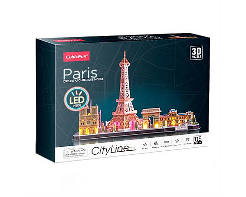 3D пазл CubicFun City Line з LED-підсвіткою Париж (L525h)