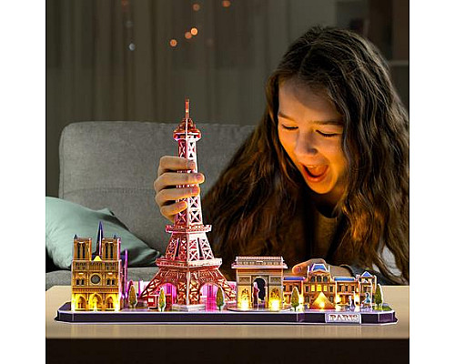 3D пазл CubicFun City Line з LED-підсвіткою Париж (L525h)