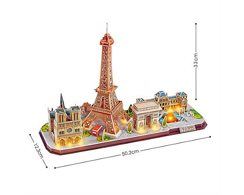 3D пазл CubicFun City Line з LED-підсвіткою Париж (L525h)