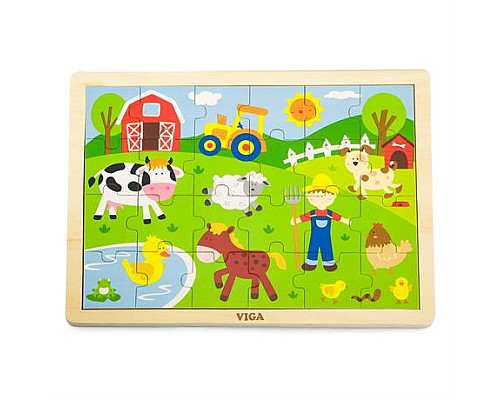 Дерев'яний пазл Viga Toys Ферма, 24 ел. (50197) Дерев'яний пазл Viga Toys Ферма, 24 ел. (50197)