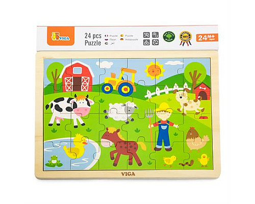 Дерев'яний пазл Viga Toys Ферма, 24 ел. (50197) Дерев'яний пазл Viga Toys Ферма, 24 ел. (50197)