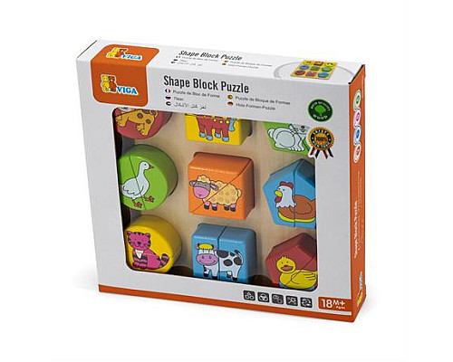 Дерев'яний пазл-сортер Viga Toys Фігури і звірята (59585) Дерев'яний пазл-сортер Viga Toys Фігури і звірята (59585)