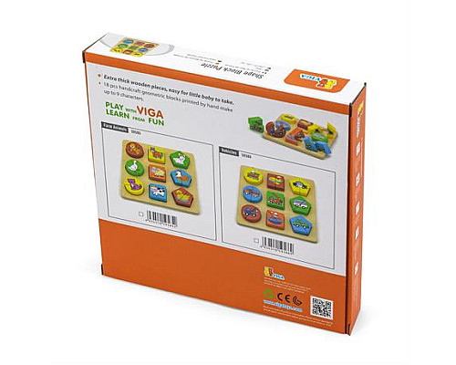 Дерев'яний пазл-сортер Viga Toys Фігури і звірята (59585) Дерев'яний пазл-сортер Viga Toys Фігури і звірята (59585)