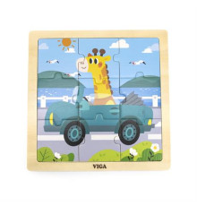 Дерев'яний пазл Viga Toys  Автомобіль с жирафою 9 ел. (44629)