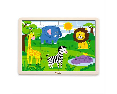 Дерев'яний пазл Viga Toys В Африці, 16 ел. (51449) Дерев'яний пазл Viga Toys В Африці, 16 ел. (51449)