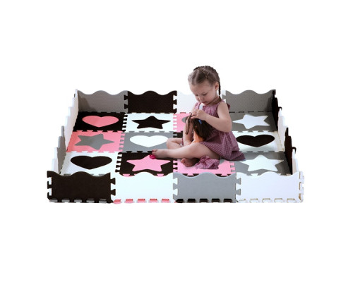 Пазл з манежем MD03 KID'S PLAYPEN PINK HEARTS 140x140CM  NILS FUN 36 елементів