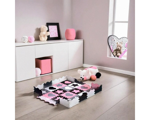 Пазл з манежем MD03 KID'S PLAYPEN PINK HEARTS 140x140CM  NILS FUN 36 елементів