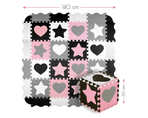 Пазл з манежем MD03 KID'S PLAYPEN PINK HEARTS 140x140CM  NILS FUN 36 елементів