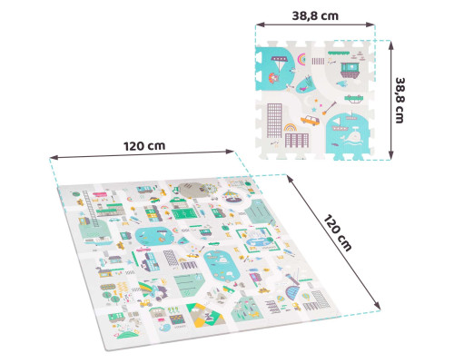 Килимок-пазл 120 x 120 см з фігурками Nukido Маленьке місто