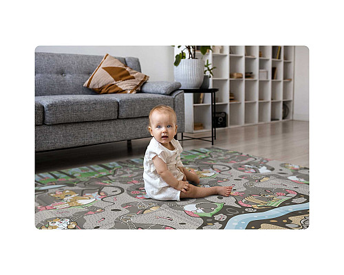Килимок розкладний дитячий  200 x 180 x 1 см Nukido NK-340 Потяг-Земля