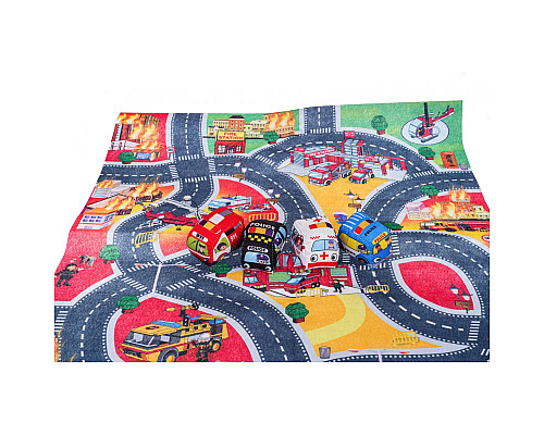 Килимок «Пожежна бригада» + набір м'яких машинок