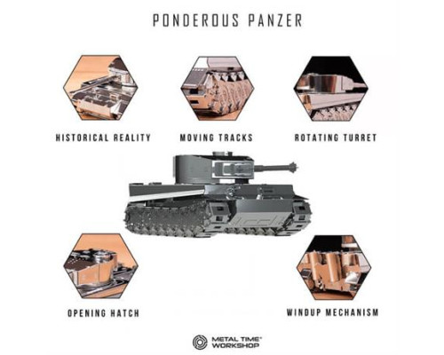 Колекційна модель-конструктор Metal Time Ponderous Panzer Heavy Tank Важкий танк Тигр (MT020)