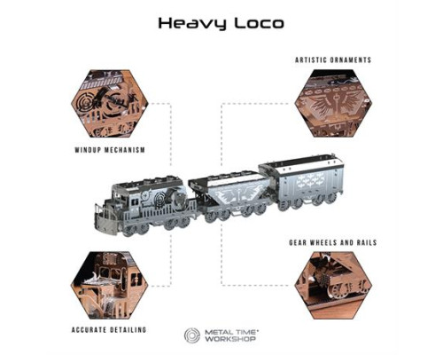 Колекційна модель-конструктор Metal Time Heavy Loco Вантажний карго-поїзд механічний (MT023)