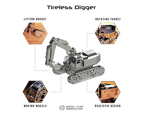 Колекційна модель-конструктор Metal Time Tireless Digger Екскаватор механічний (MT043)