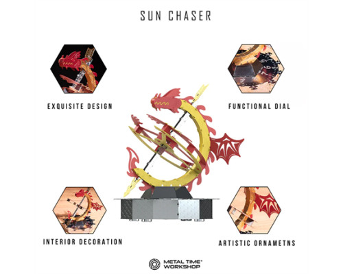 Колекційна модель-конструктор Metal Time Sun Chaser Dragon Stand Clock Сонячний годинник (MT025)