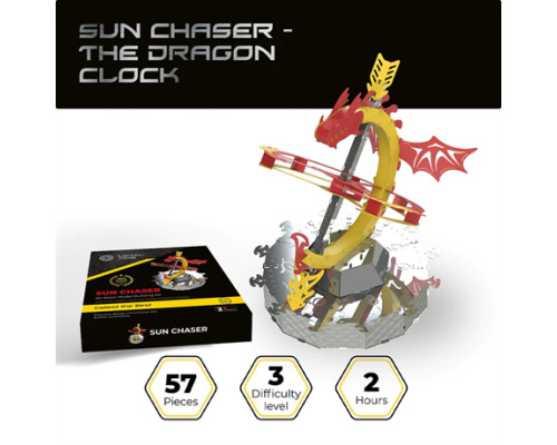 Колекційна модель-конструктор Metal Time Sun Chaser Dragon Stand Clock Сонячний годинник (MT025)