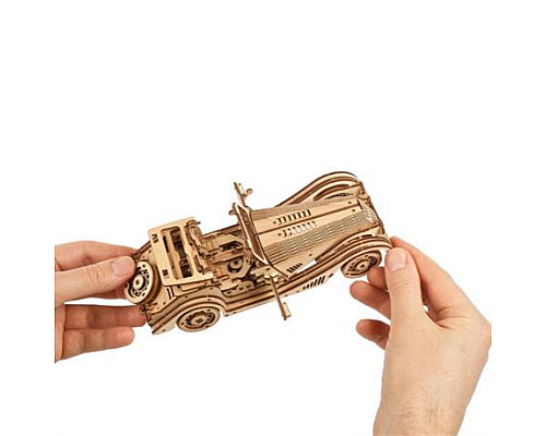Дерев'яний механічний 3D конструктор Ugears Спорткар Спритна миша (70202)