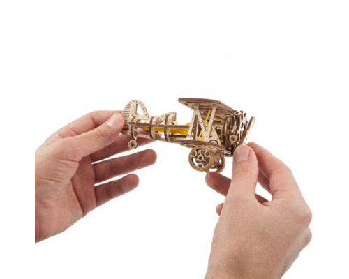 Дерев'яний механічний 3D конструктор Ugears Мінібіплан (70159)