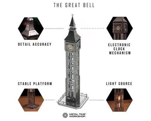 Колекційна модель-конструктор Metal Time The Great Bell Годинникова вежа Біг-Бен настільний годинник (MT077)