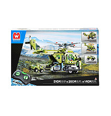 Дитячий конструктор Alpha Військовий гелікоптер та машинка на дистанційному керуванні 676 ел, зелено-чорний