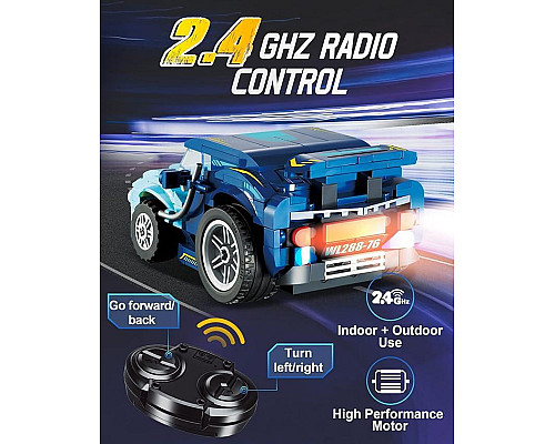 Дитячий конструктор Alpha Гоночне авто міні на дистанційному керуванні 269 ел, синьо-чорний