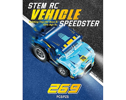 Дитячий конструктор Alpha Гоночне авто міні на дистанційному керуванні 269 ел, синьо-чорний