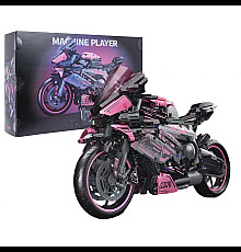 Дитячий конструктор Ramiz Мотоцикл-гонщик 2066 ел, чорно-рожевий