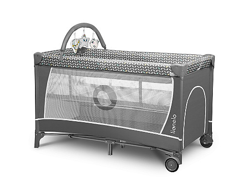 Ліжечко-манеж Lionelo Flower Grey Scandi 84 х 125 х 41 см - сірий