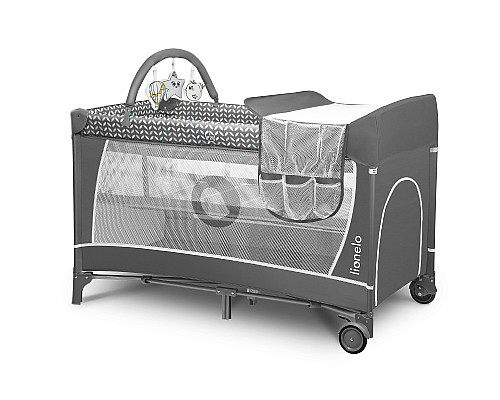 Ліжечко-манеж Lionelo Flower Grey Scandi 84 х 125 х 41 см - сірий
