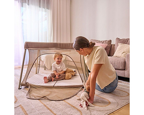 Ліжечко-манеж Lionelo  ALICE BEIGE OLIVE 110,5 х 74,5 х 68 см - оливковий