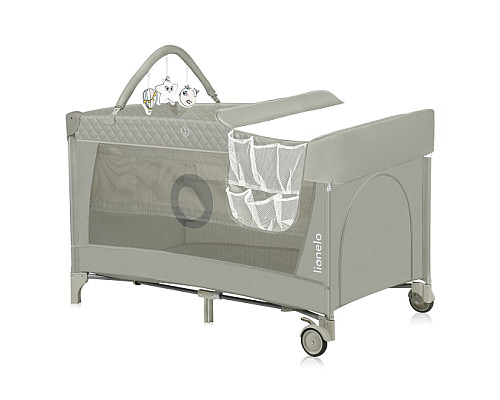 Ліжечко-манеж Lionelo FLOWER  CAPPUCCINO 84 х 125 х 41 см - сірий