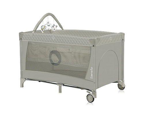 Ліжечко-манеж Lionelo FLOWER  CAPPUCCINO 84 х 125 х 41 см - сірий