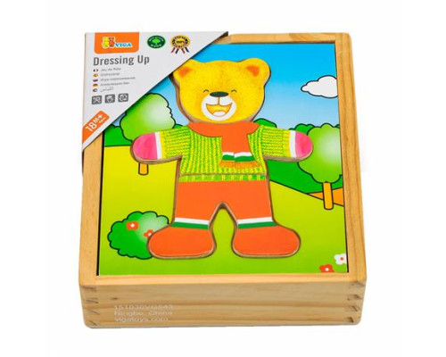 Дерев'яний ігровий набір Viga Toys Гардероб ведмедика (56401)