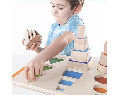 Дерев'яний сортер Guidecraft Manipulatives Фігури і розміри (G6737) Дерев'яний сортер Guidecraft Manipulatives Фігури і розміри (G6737)