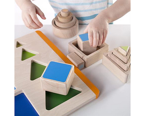 Дерев'яний сортер Guidecraft Manipulatives Фігури і розміри (G6737) Дерев'яний сортер Guidecraft Manipulatives Фігури і розміри (G6737)