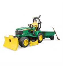 Модель Bruder Садовий трактор John Deere з причепом та фігуркою садівника 1:16 (62104)