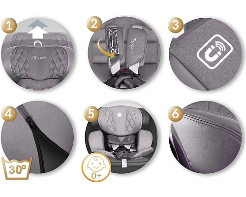 Автокрісло Nukido Prestige Line ISOFIX 0-36 кг, сіре