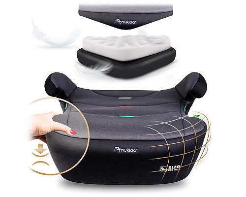 Бустер Nukido Louis ISOFIX 710201 125-150 см, чорно-сірий