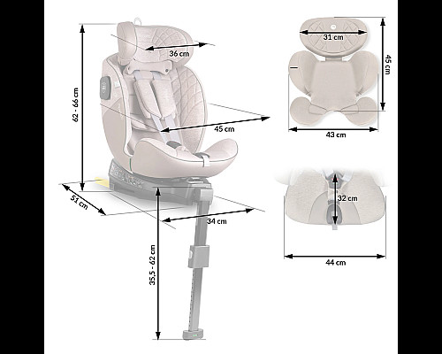 Автокрісло Nukido Aero Line ISOFIX 0-36 кг, бежеве