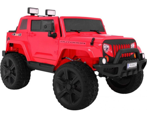 Дитяча акумуляторна машина Mighty Jeep Red + 2 місця + привід 4х4 + 2 багажника