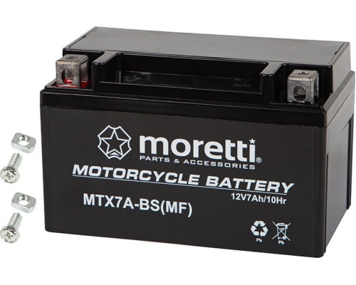 Гелевий акумулятор для мотоцикла 12v 7ah mtx7a-bs moretti